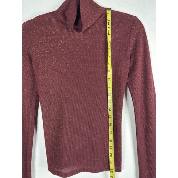Express Shimmery Glitter Turtleneck Metallic Holiday Party Long Sleeve Top Sz S - Picture 4 of 6